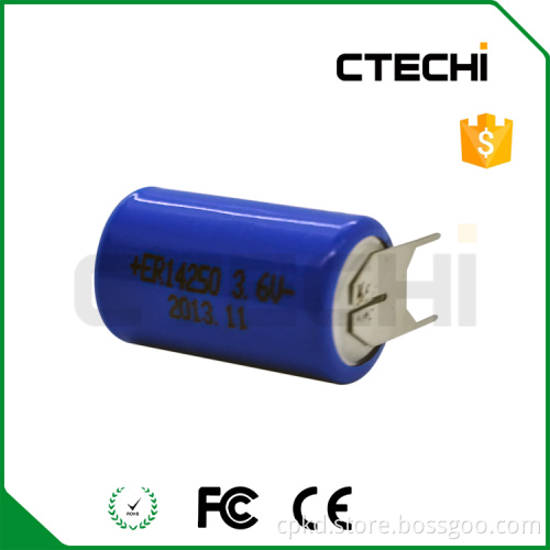 3.6v lithium battery 1/2aa er14250 1s1p with connector, battery for water meter